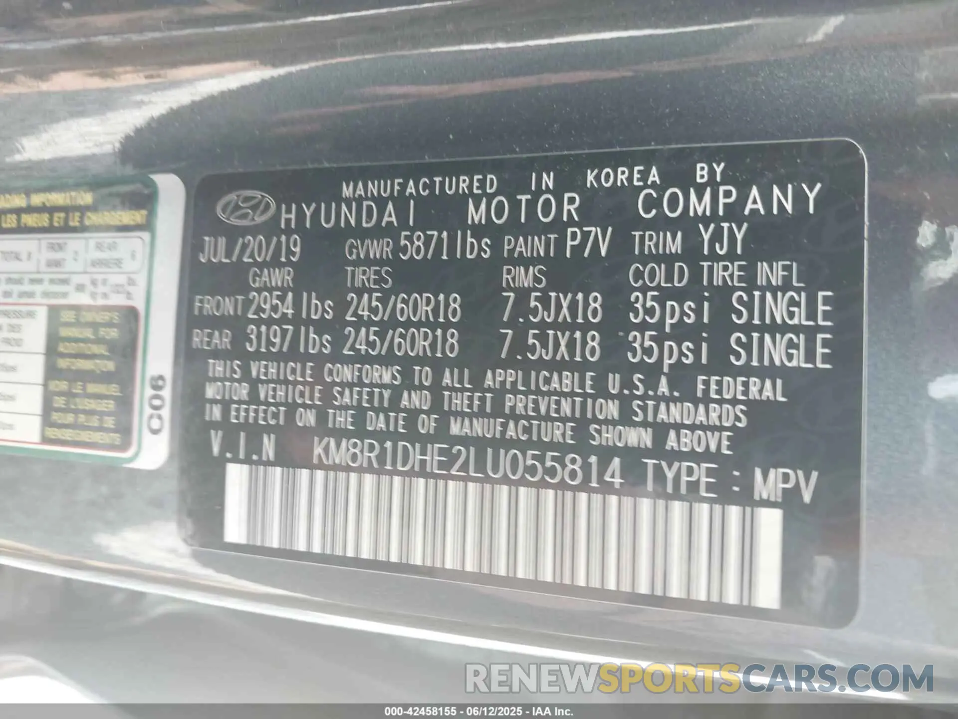 9 Photograph of a damaged car KM8R1DHE2LU055814 HYUNDAI PALISADE 2020