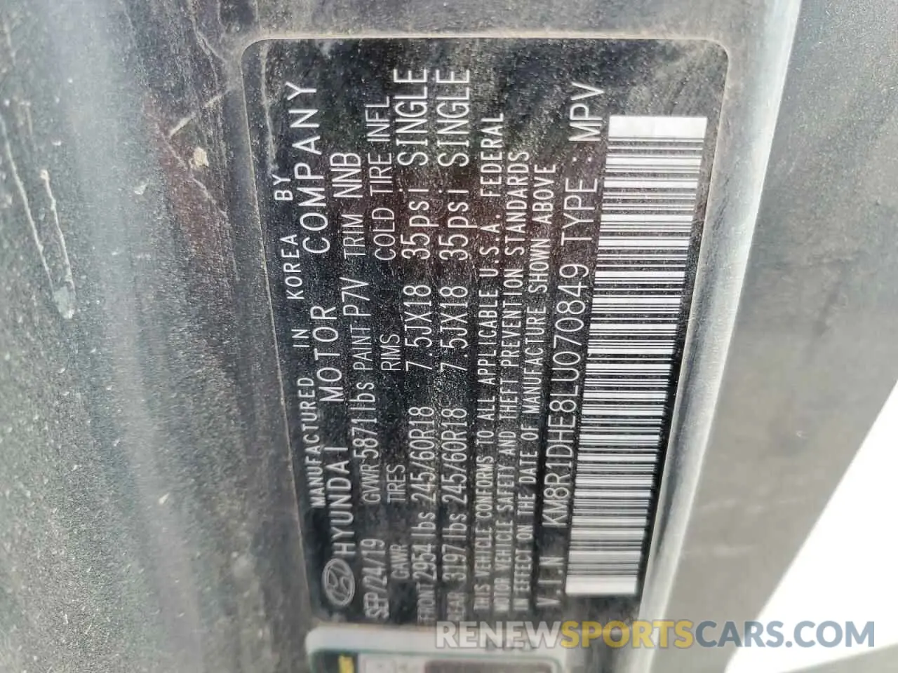 13 Photograph of a damaged car KM8R1DHE8LU070849 HYUNDAI PALISADE 2020