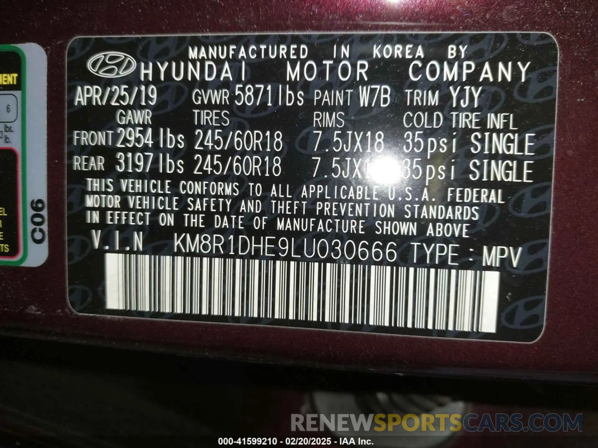 9 Фотография поврежденного автомобиля KM8R1DHE9LU030666 HYUNDAI PALISADE 2020