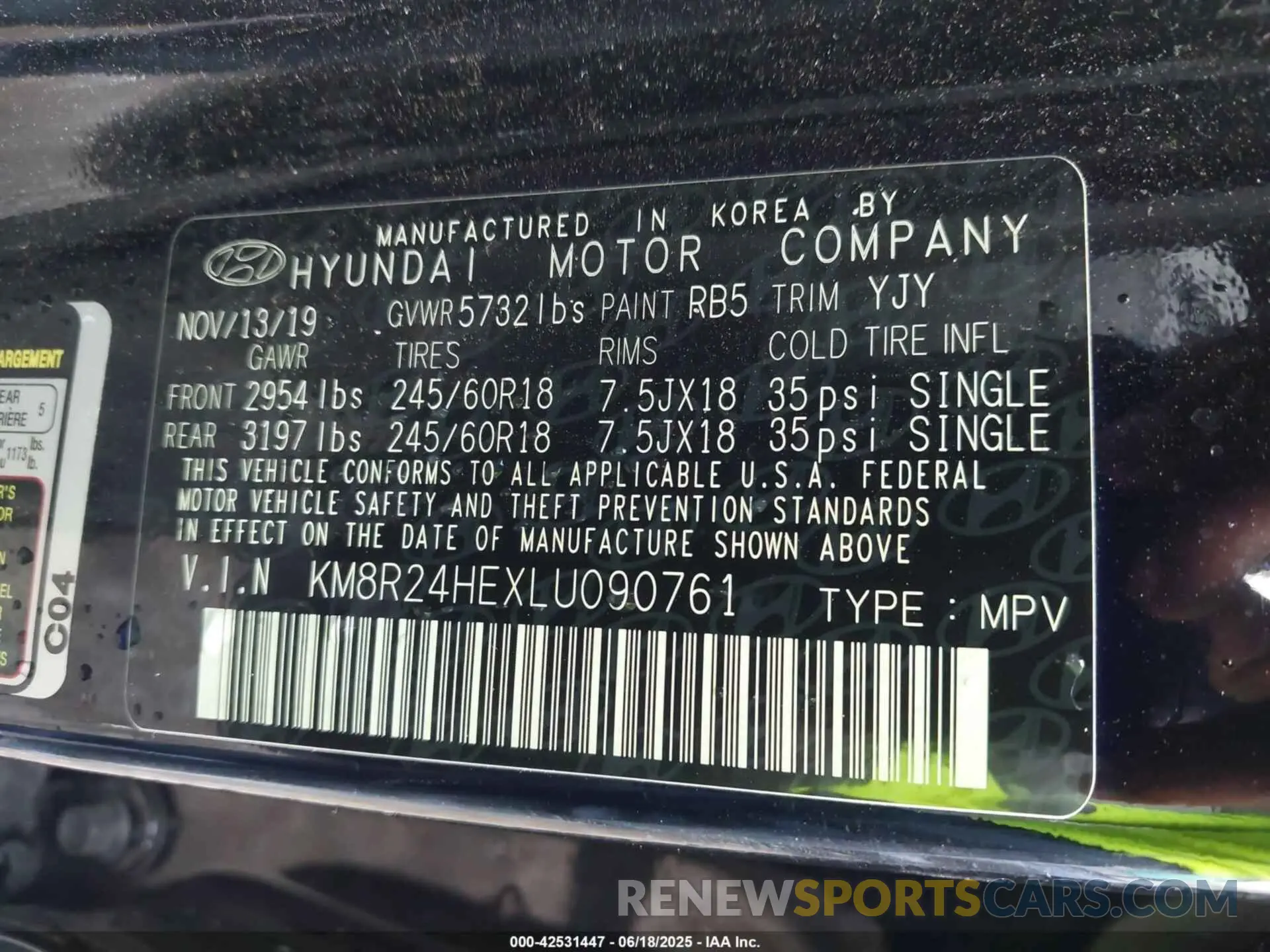9 Photograph of a damaged car KM8R24HEXLU090761 HYUNDAI PALISADE 2020