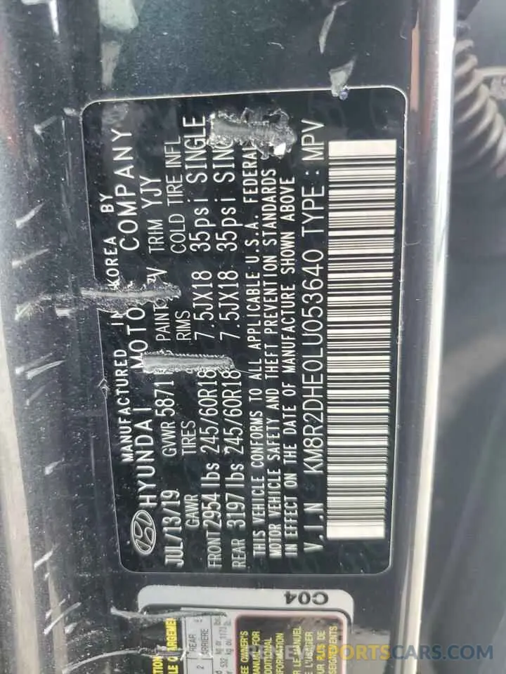 13 Photograph of a damaged car KM8R2DHE0LU053640 HYUNDAI PALISADE 2020