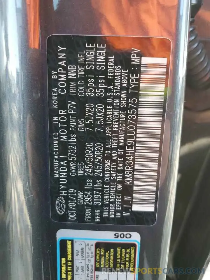 13 Photograph of a damaged car KM8R34HE9LU073575 HYUNDAI PALISADE 2020