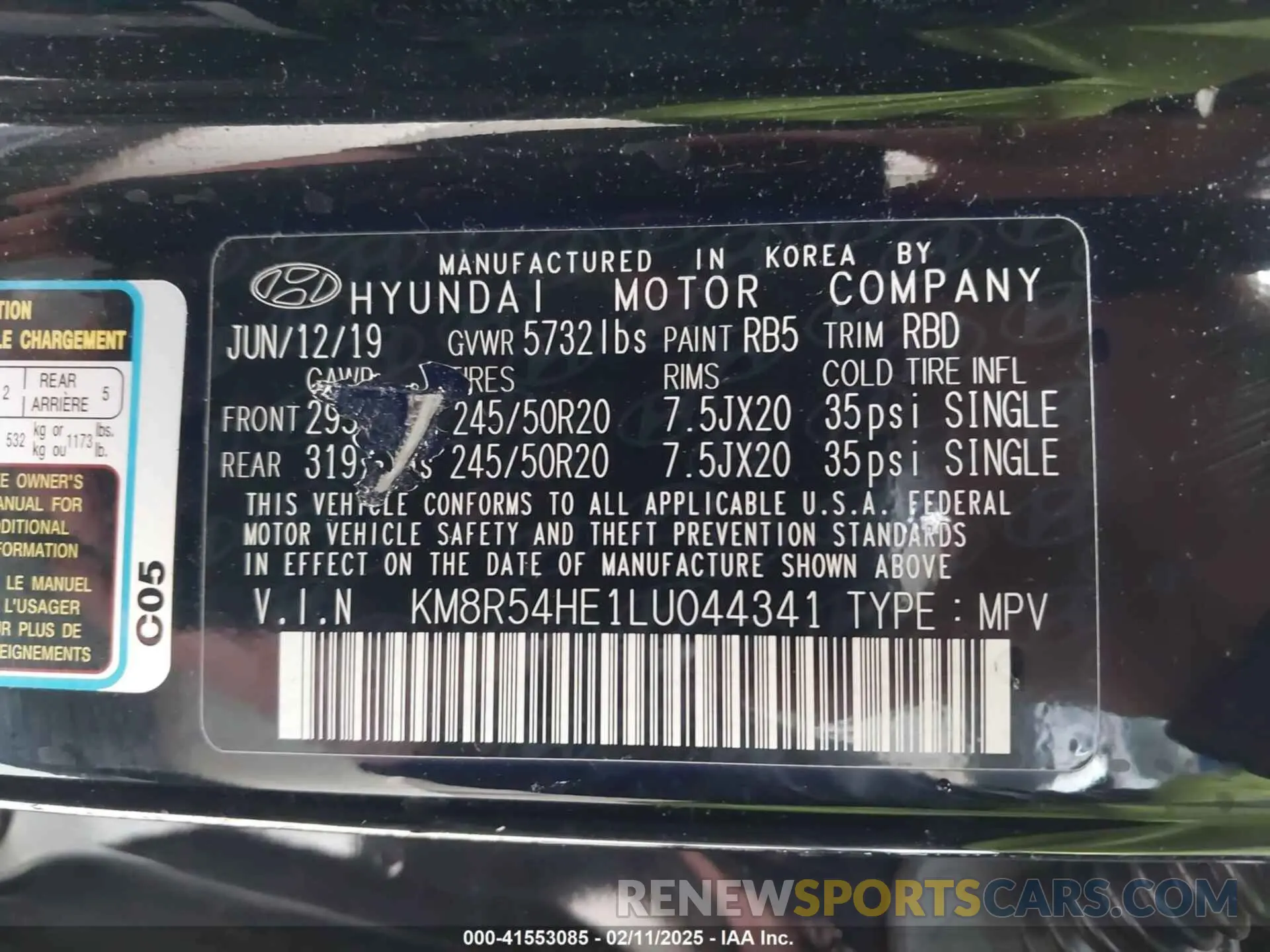 9 Фотография поврежденного автомобиля KM8R54HE1LU044341 HYUNDAI PALISADE 2020