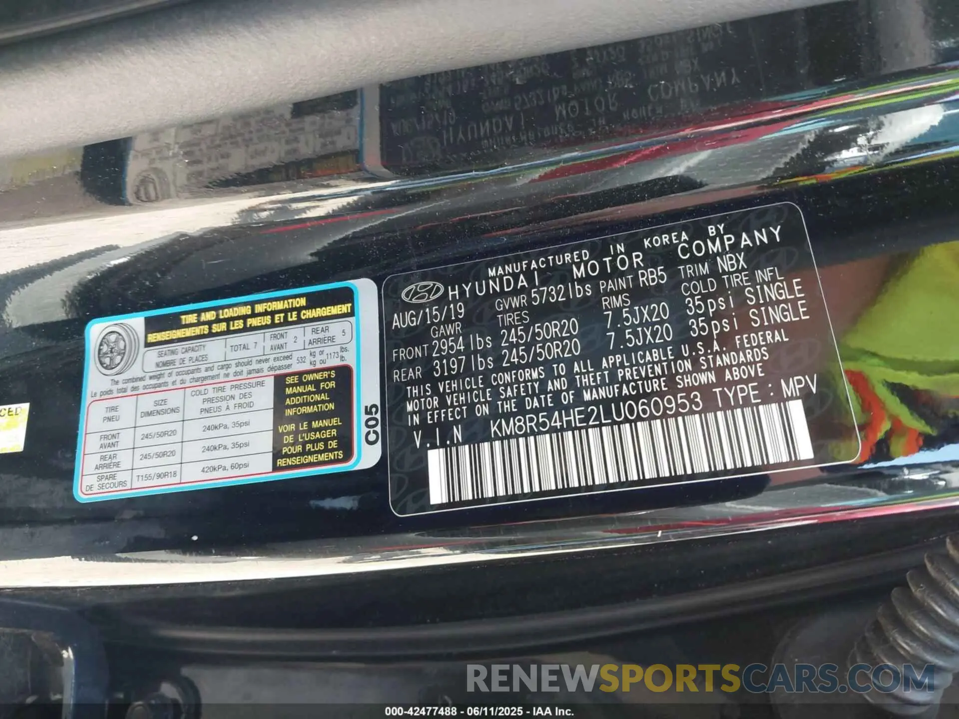 9 Photograph of a damaged car KM8R54HE2LU060953 HYUNDAI PALISADE 2020