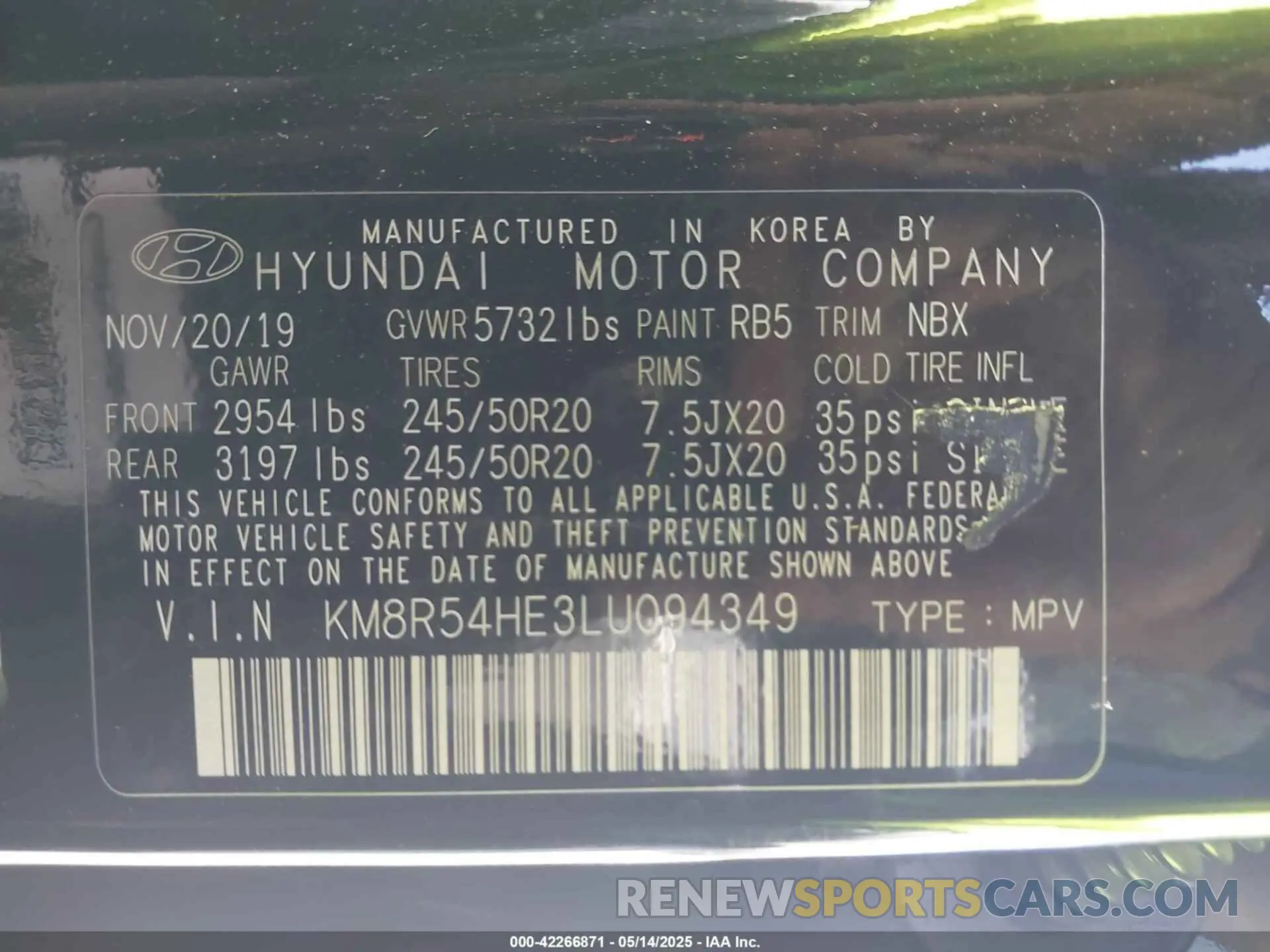 9 Фотография поврежденного автомобиля KM8R54HE3LU094349 HYUNDAI PALISADE 2020