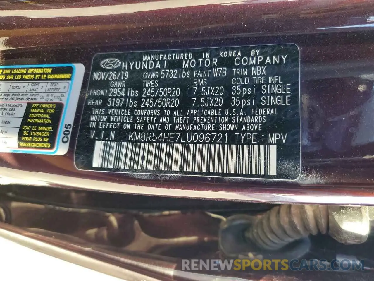 13 Photograph of a damaged car KM8R54HE7LU096721 HYUNDAI PALISADE 2020