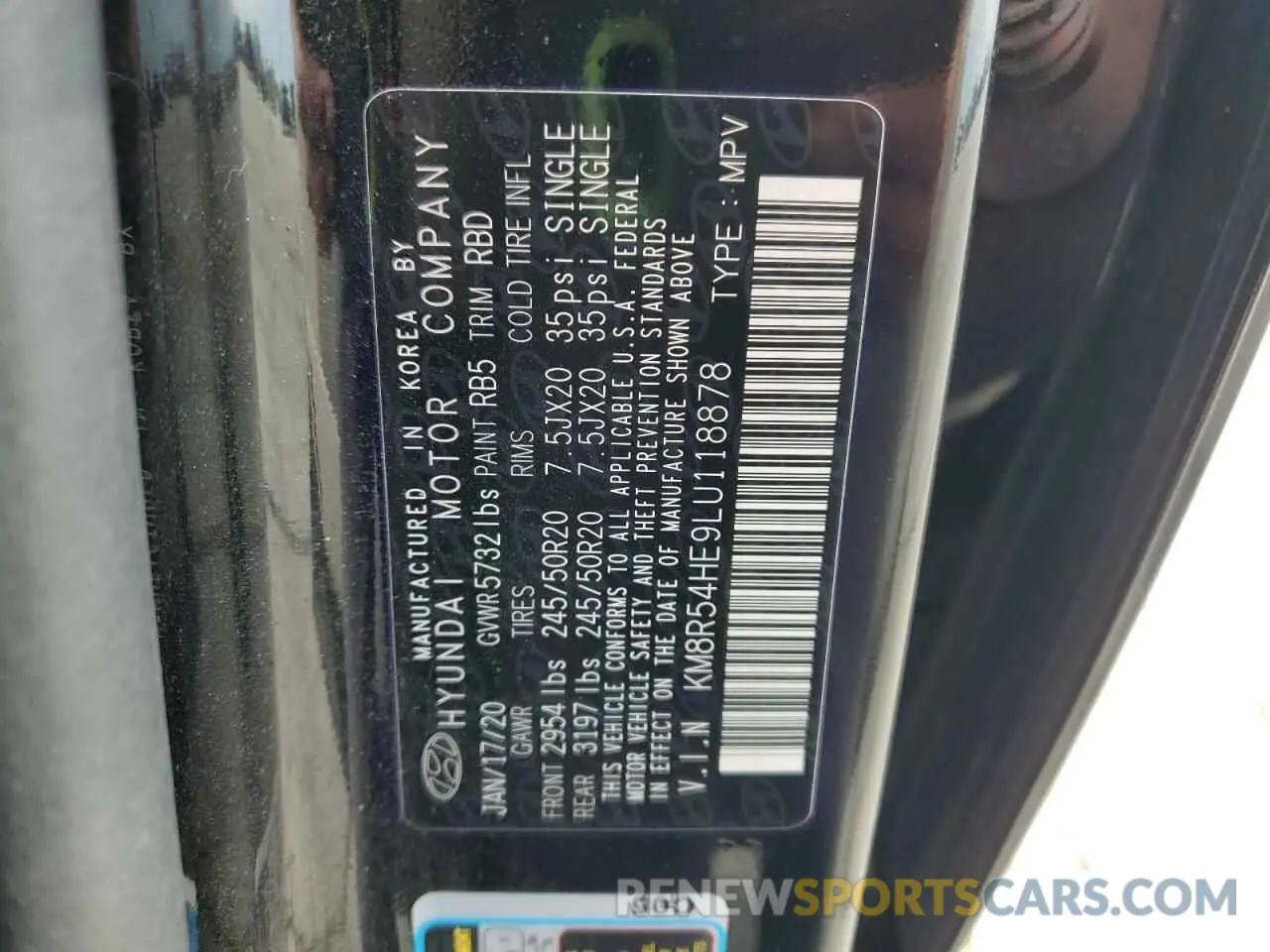 14 Photograph of a damaged car KM8R54HE9LU118878 HYUNDAI PALISADE 2020