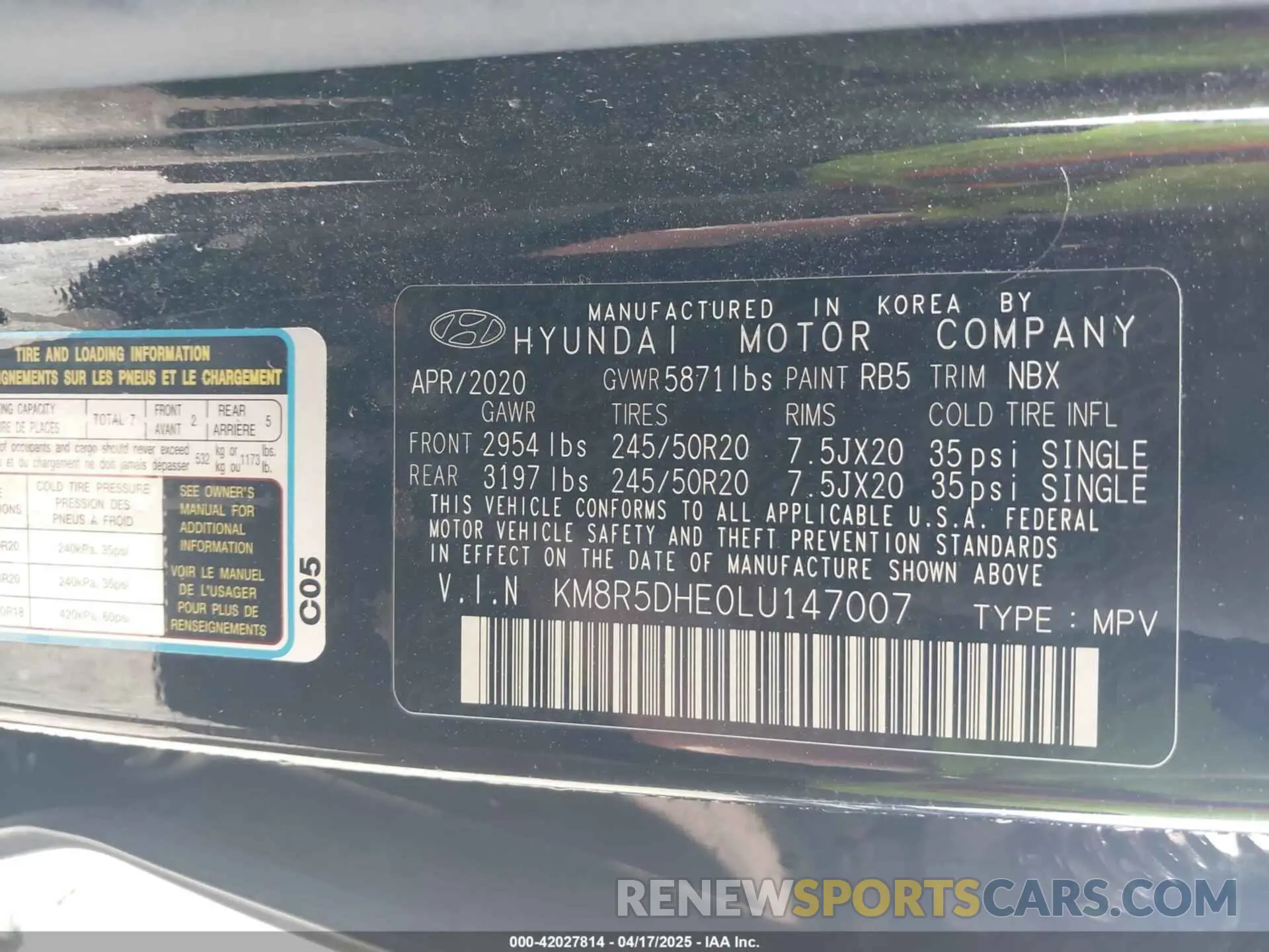 9 Photograph of a damaged car KM8R5DHE0LU147007 HYUNDAI PALISADE 2020