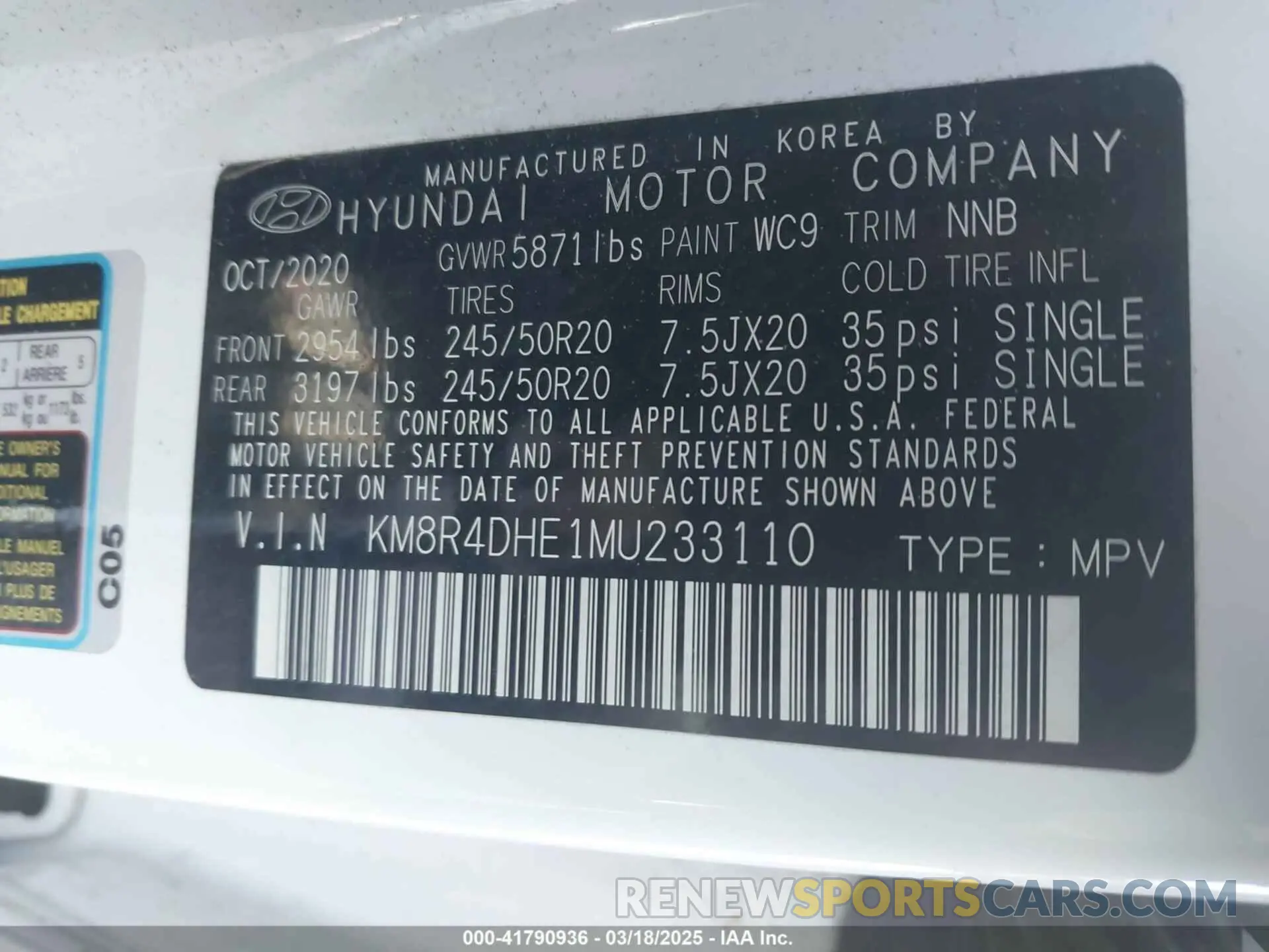 9 Фотография поврежденного автомобиля KM8R4DHE1MU233110 HYUNDAI PALISADE 2021