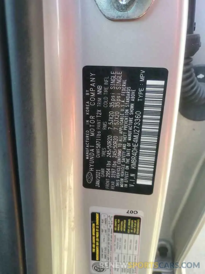 13 Photograph of a damaged car KM8R4DHE4MU273360 HYUNDAI PALISADE 2021