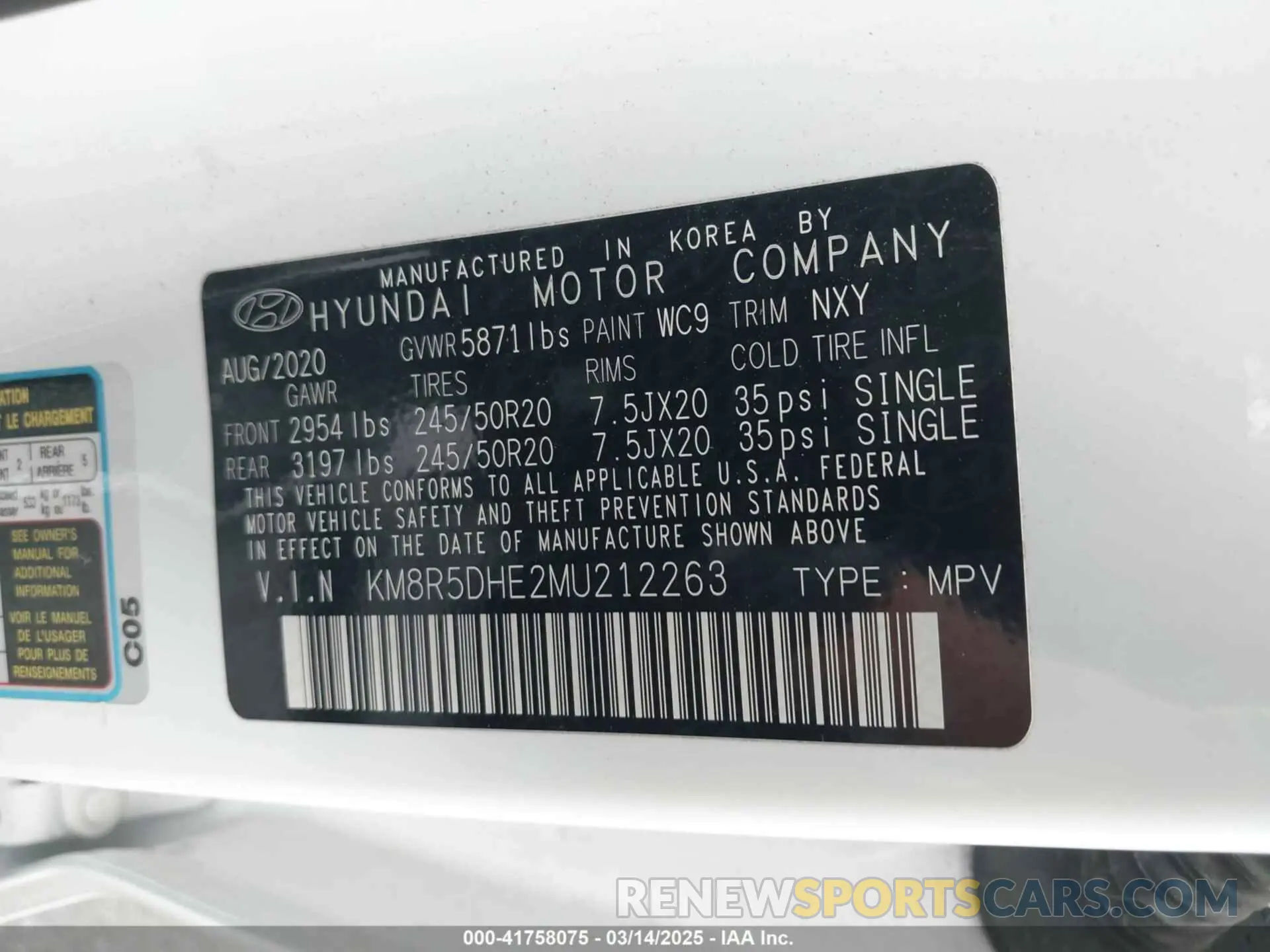 9 Фотография поврежденного автомобиля KM8R5DHE2MU212263 HYUNDAI PALISADE 2021
