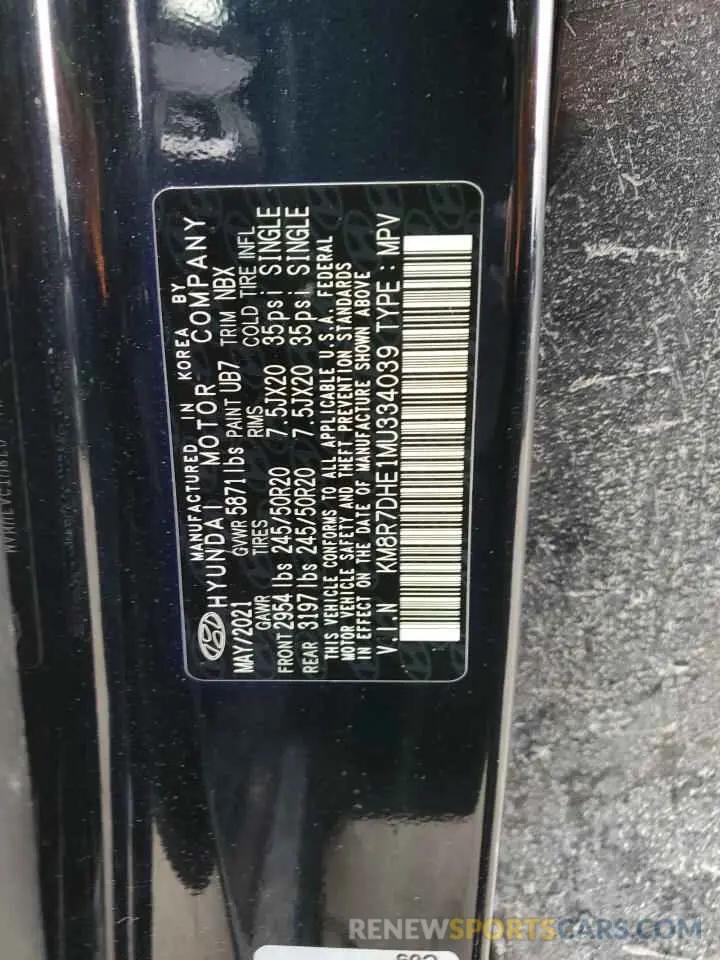 13 Фотография поврежденного автомобиля KM8R7DHE1MU334039 HYUNDAI PALISADE 2021