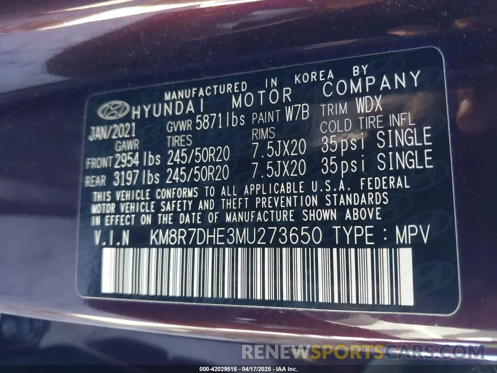 9 Фотография поврежденного автомобиля KM8R7DHE3MU273650 HYUNDAI PALISADE 2021