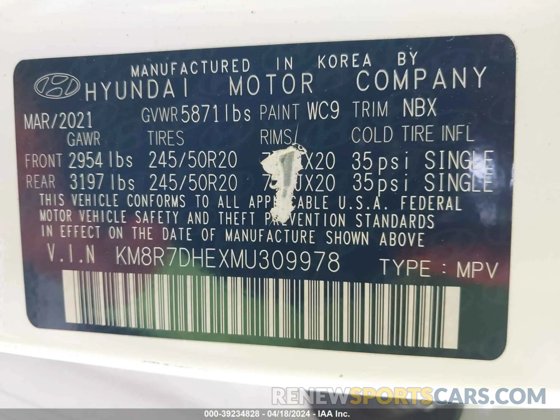 9 Фотография поврежденного автомобиля KM8R7DHEXMU309978 HYUNDAI PALISADE 2021