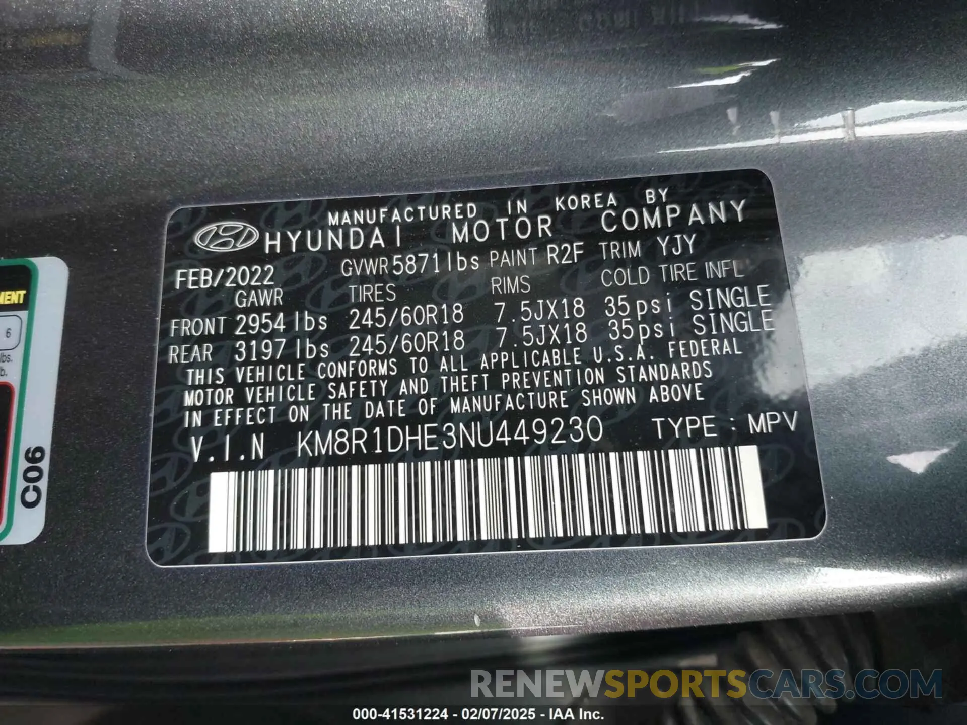 9 Photograph of a damaged car KM8R1DHE3NU449230 HYUNDAI PALISADE 2022