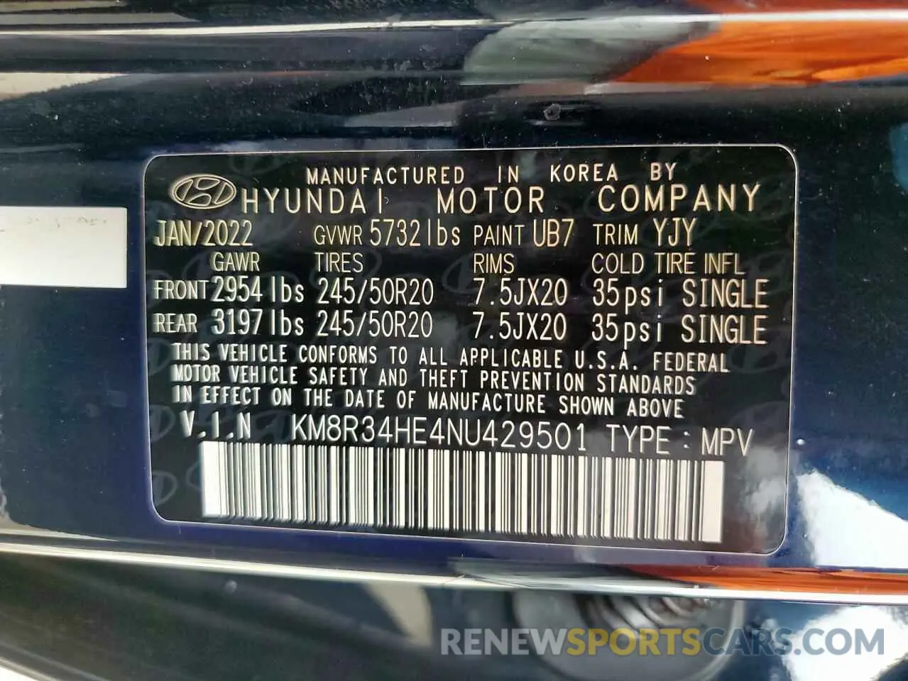 13 Photograph of a damaged car KM8R34HE4NU429501 HYUNDAI PALISADE 2022