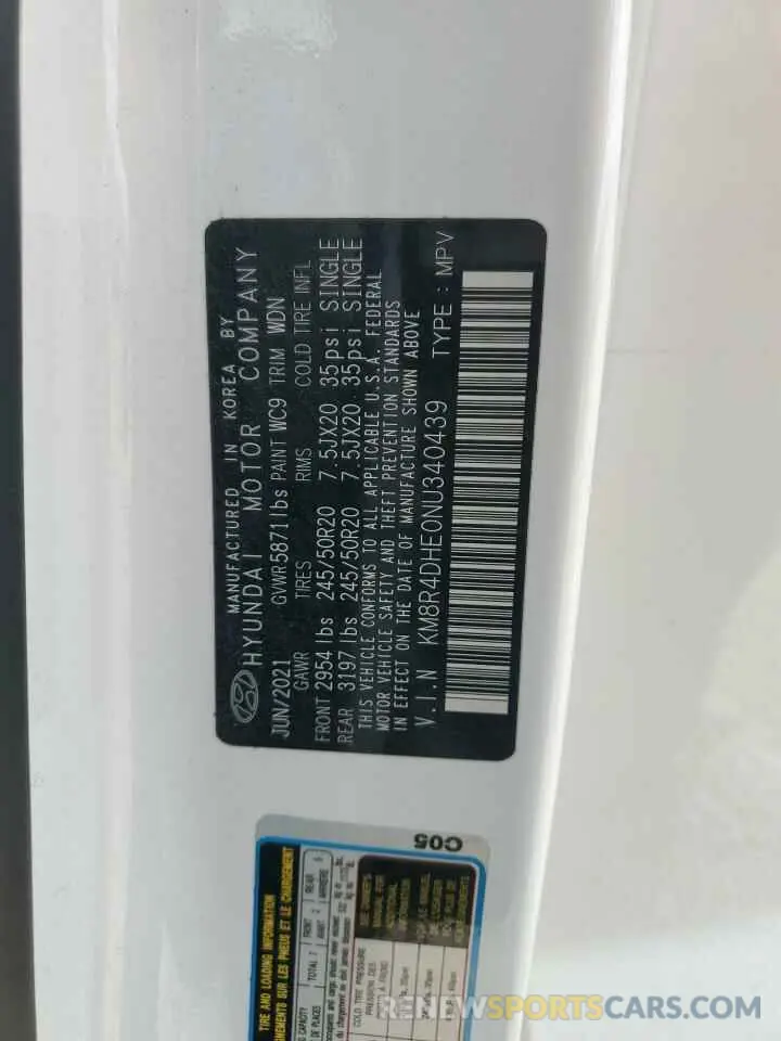 13 Photograph of a damaged car KM8R4DHE0NU340439 HYUNDAI PALISADE 2022