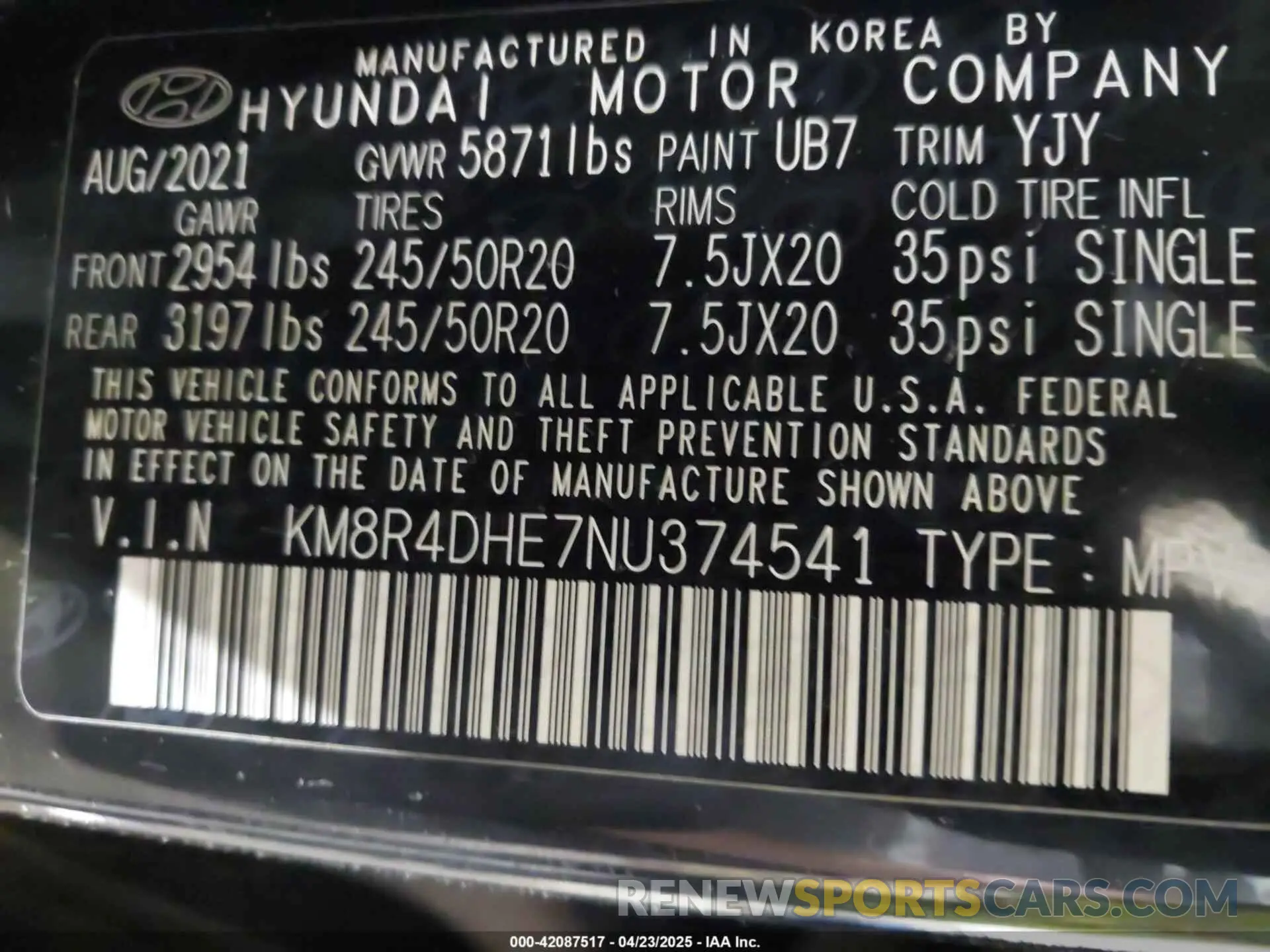 9 Photograph of a damaged car KM8R4DHE7NU374541 HYUNDAI PALISADE 2022