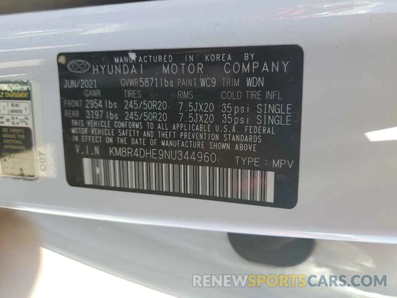 13 Photograph of a damaged car KM8R4DHE9NU344960 HYUNDAI PALISADE 2022