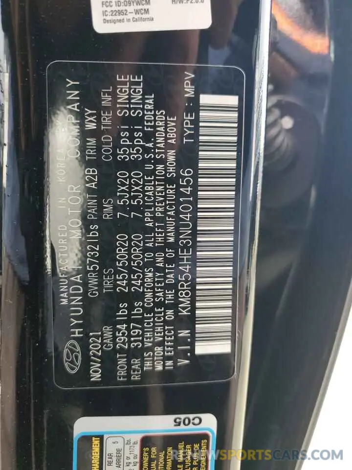 13 Photograph of a damaged car KM8R54HE3NU401456 HYUNDAI PALISADE 2022