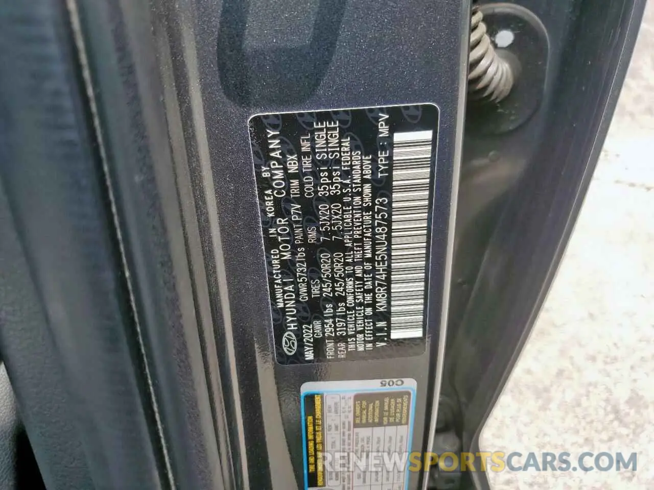 13 Photograph of a damaged car KM8R74HE5NU487573 HYUNDAI PALISADE 2022