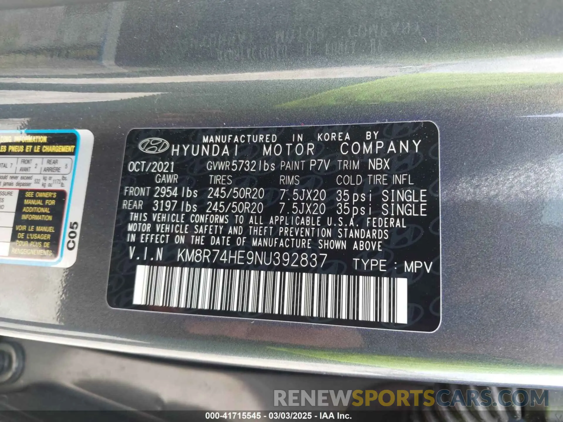 9 Photograph of a damaged car KM8R74HE9NU392837 HYUNDAI PALISADE 2022