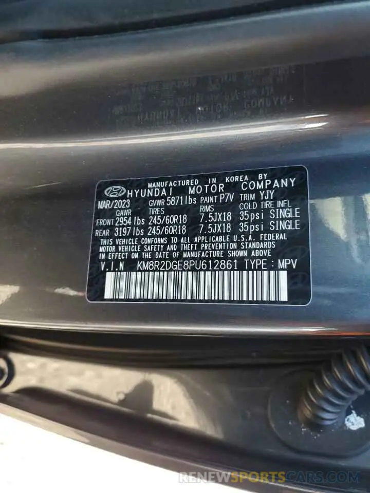 13 Фотография поврежденного автомобиля KM8R2DGE8PU612861 HYUNDAI PALISADE 2023
