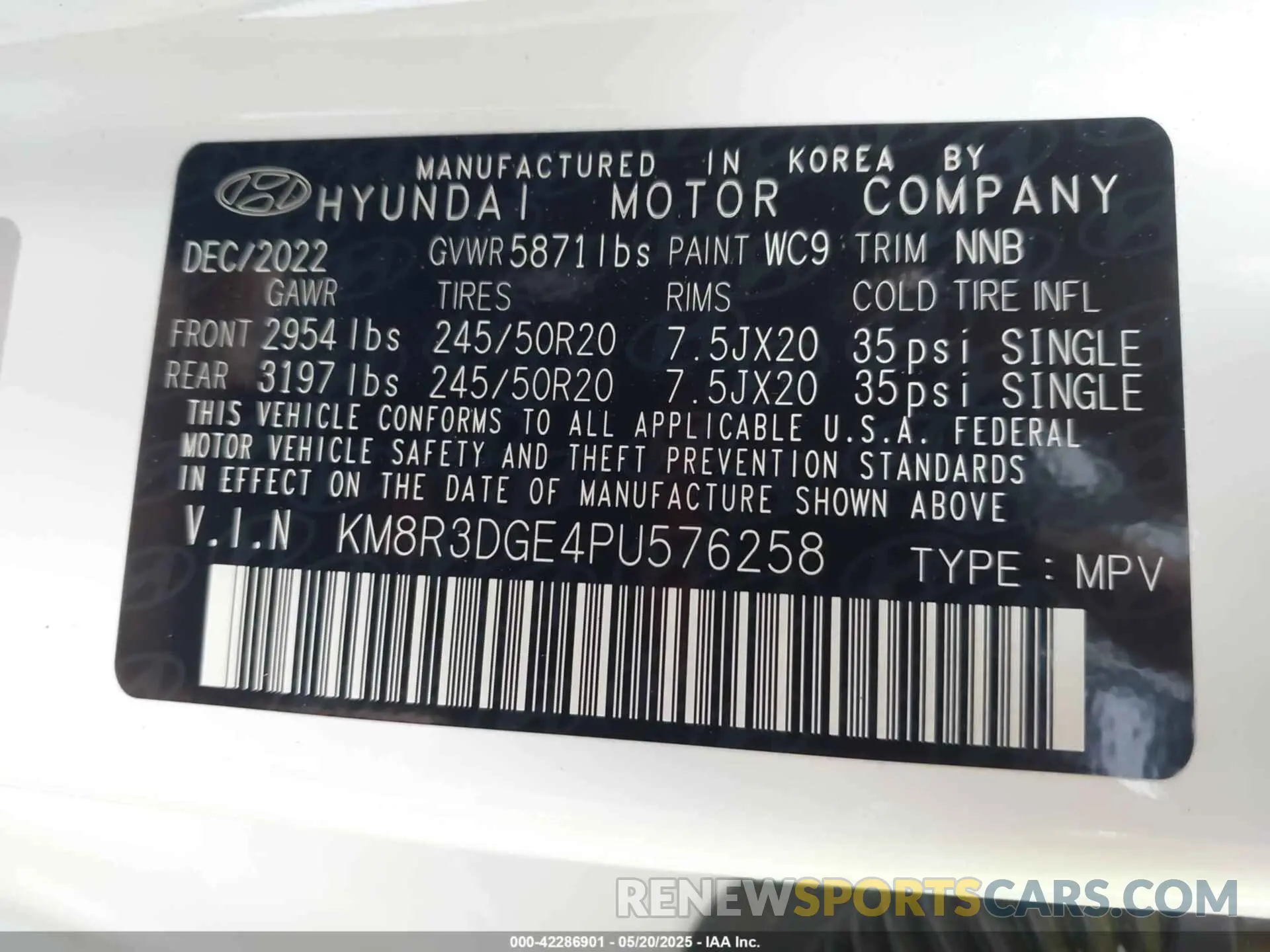 9 Photograph of a damaged car KM8R3DGE4PU576258 HYUNDAI PALISADE 2023