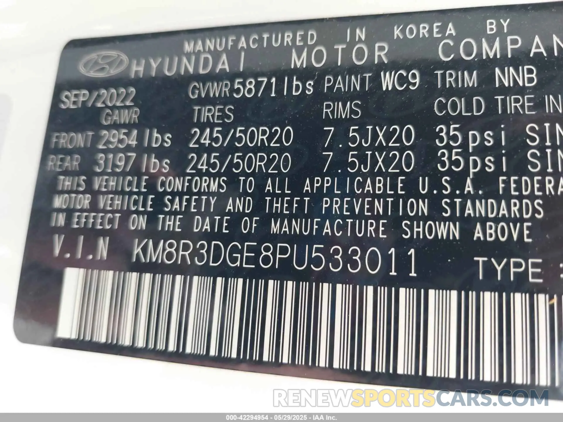 9 Photograph of a damaged car KM8R3DGE8PU533011 HYUNDAI PALISADE 2023