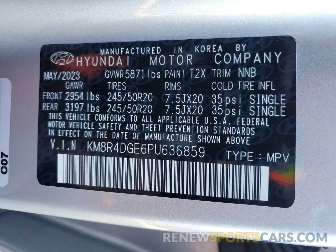 14 Фотография поврежденного автомобиля KM8R4DGE6PU636859 HYUNDAI PALISADE 2023