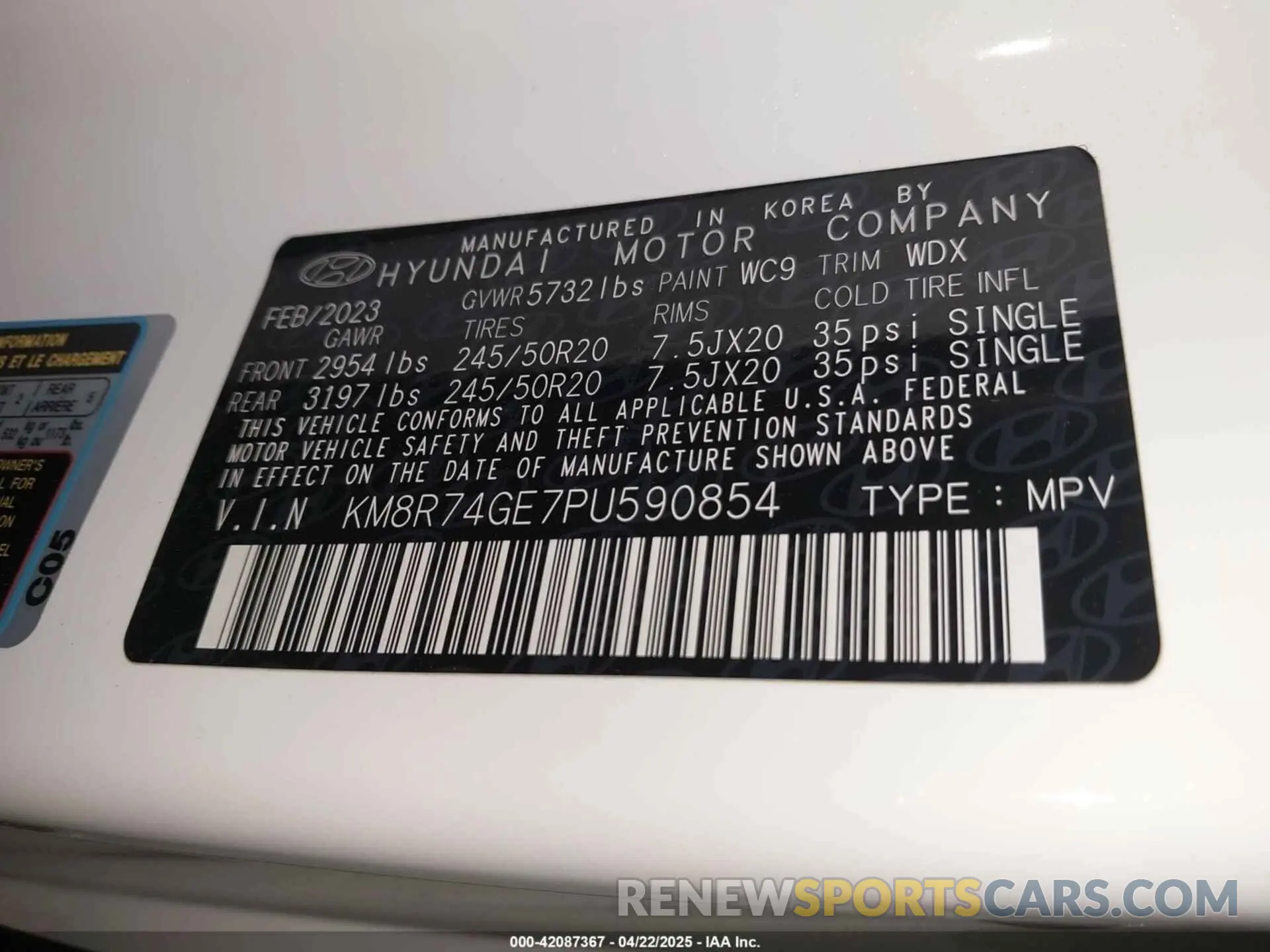 9 Photograph of a damaged car KM8R74GE7PU590854 HYUNDAI PALISADE 2023