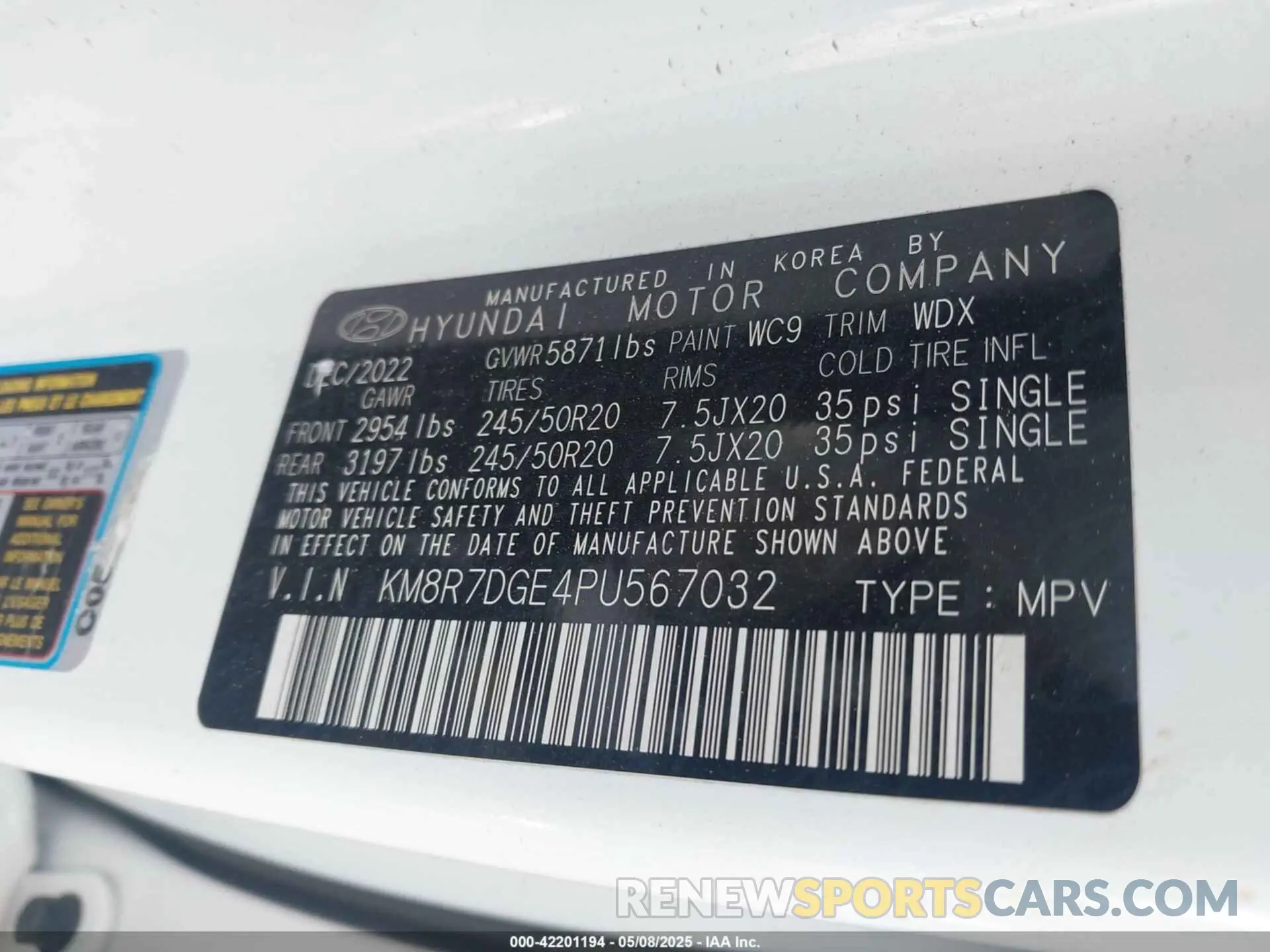 9 Photograph of a damaged car KM8R7DGE4PU567032 HYUNDAI PALISADE 2023