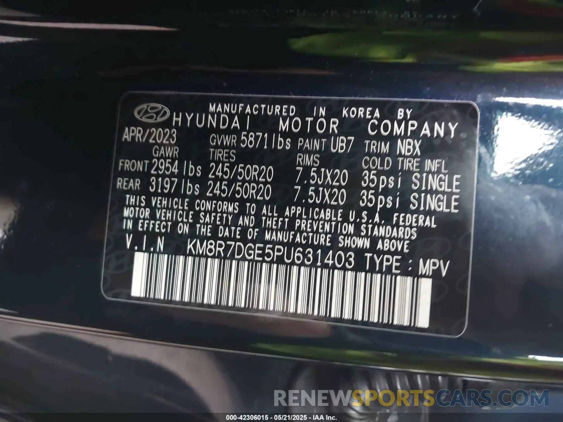9 Photograph of a damaged car KM8R7DGE5PU631403 HYUNDAI PALISADE 2023