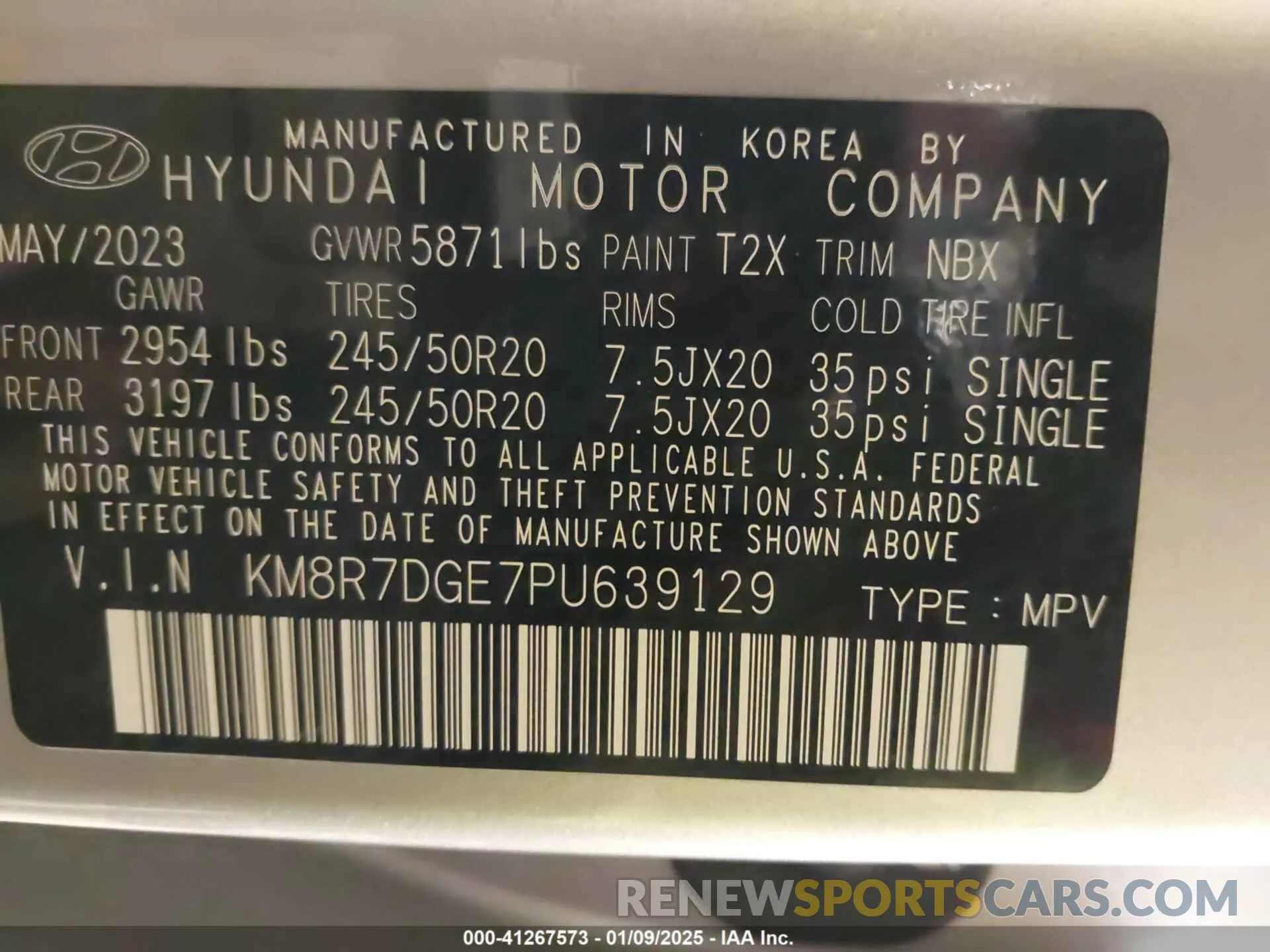 9 Photograph of a damaged car KM8R7DGE7PU639129 HYUNDAI PALISADE 2023