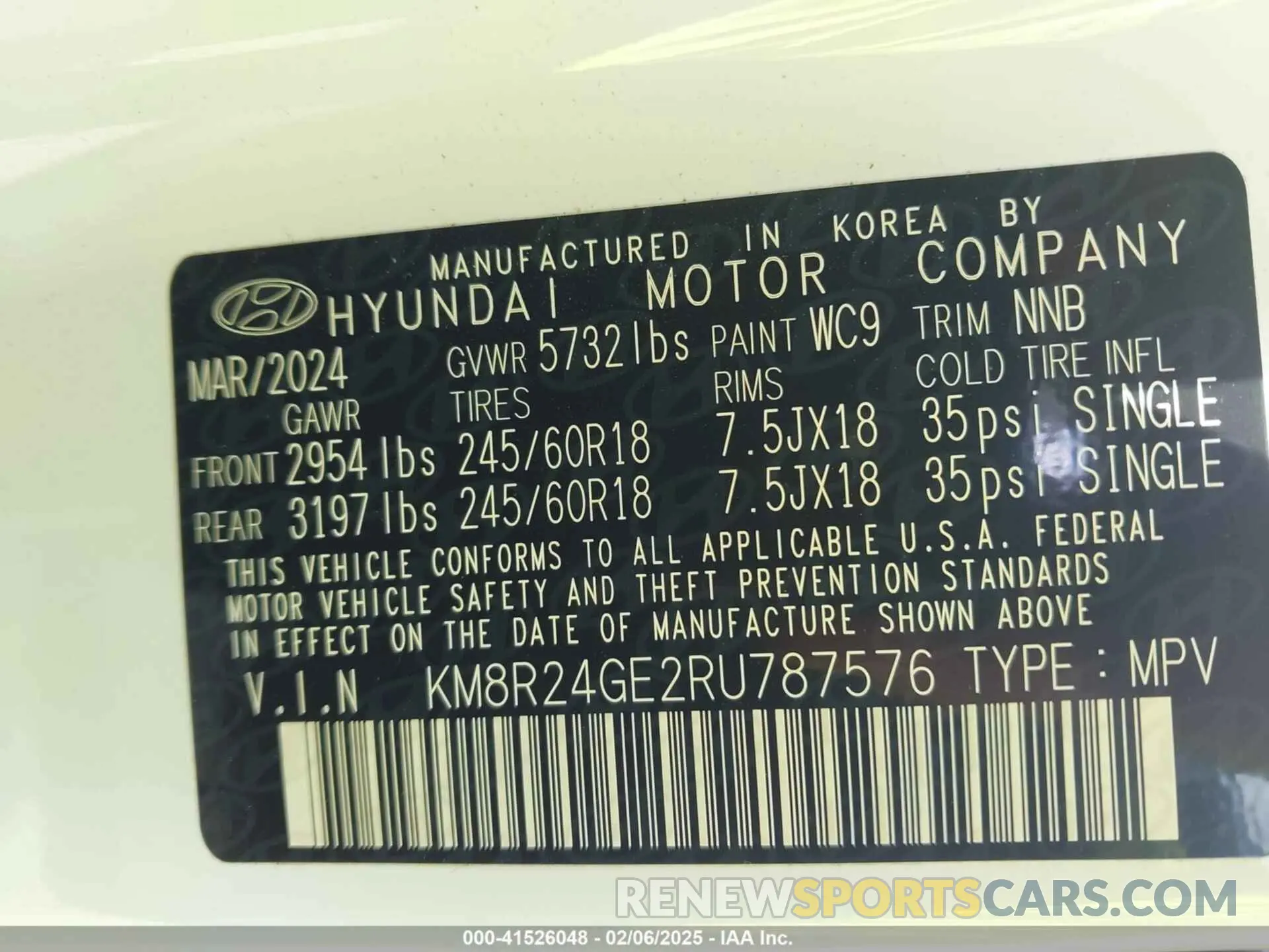 9 Photograph of a damaged car KM8R24GE2RU787576 HYUNDAI PALISADE 2024