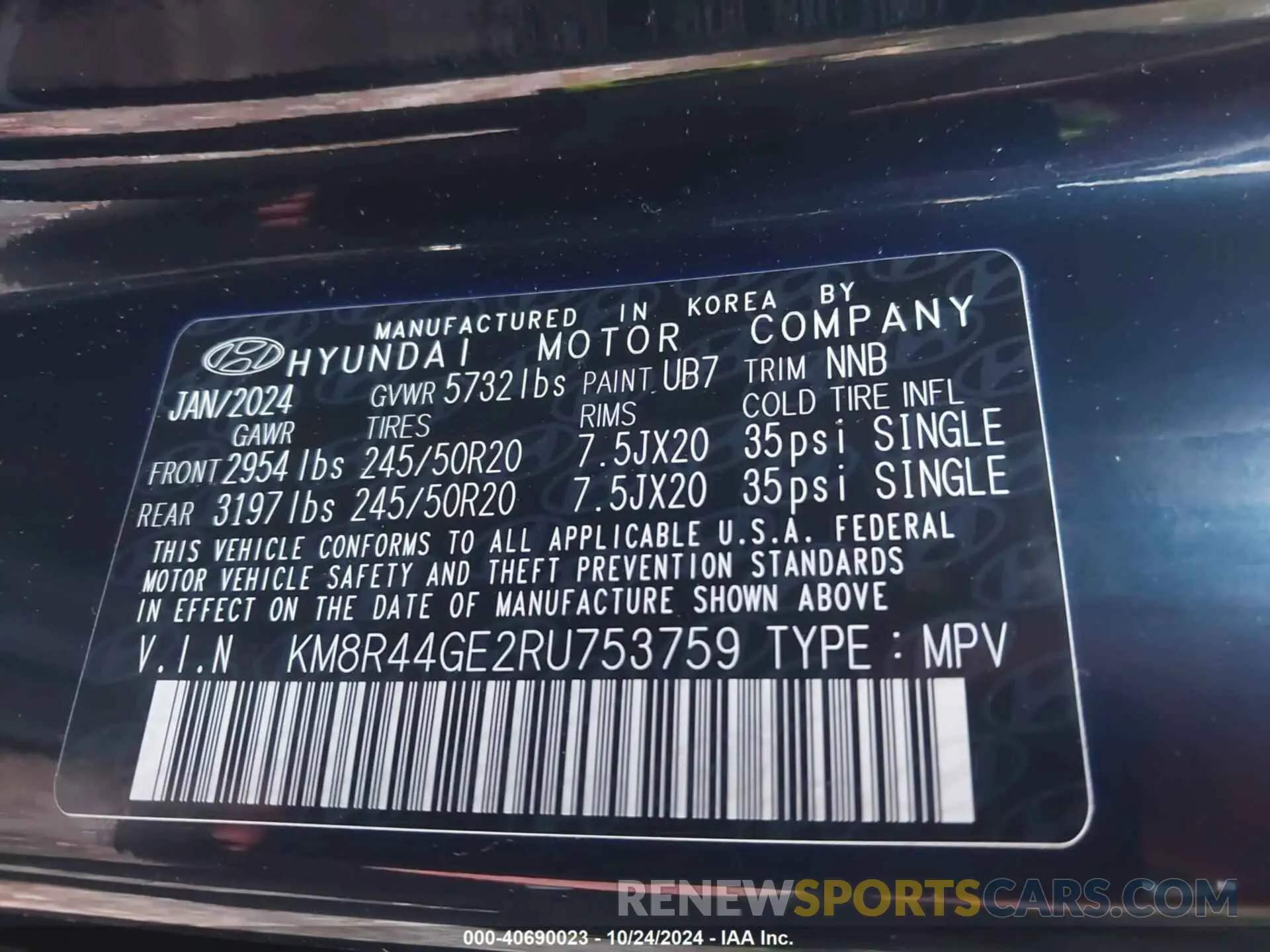 9 Photograph of a damaged car KM8R44GE2RU753759 HYUNDAI PALISADE 2024