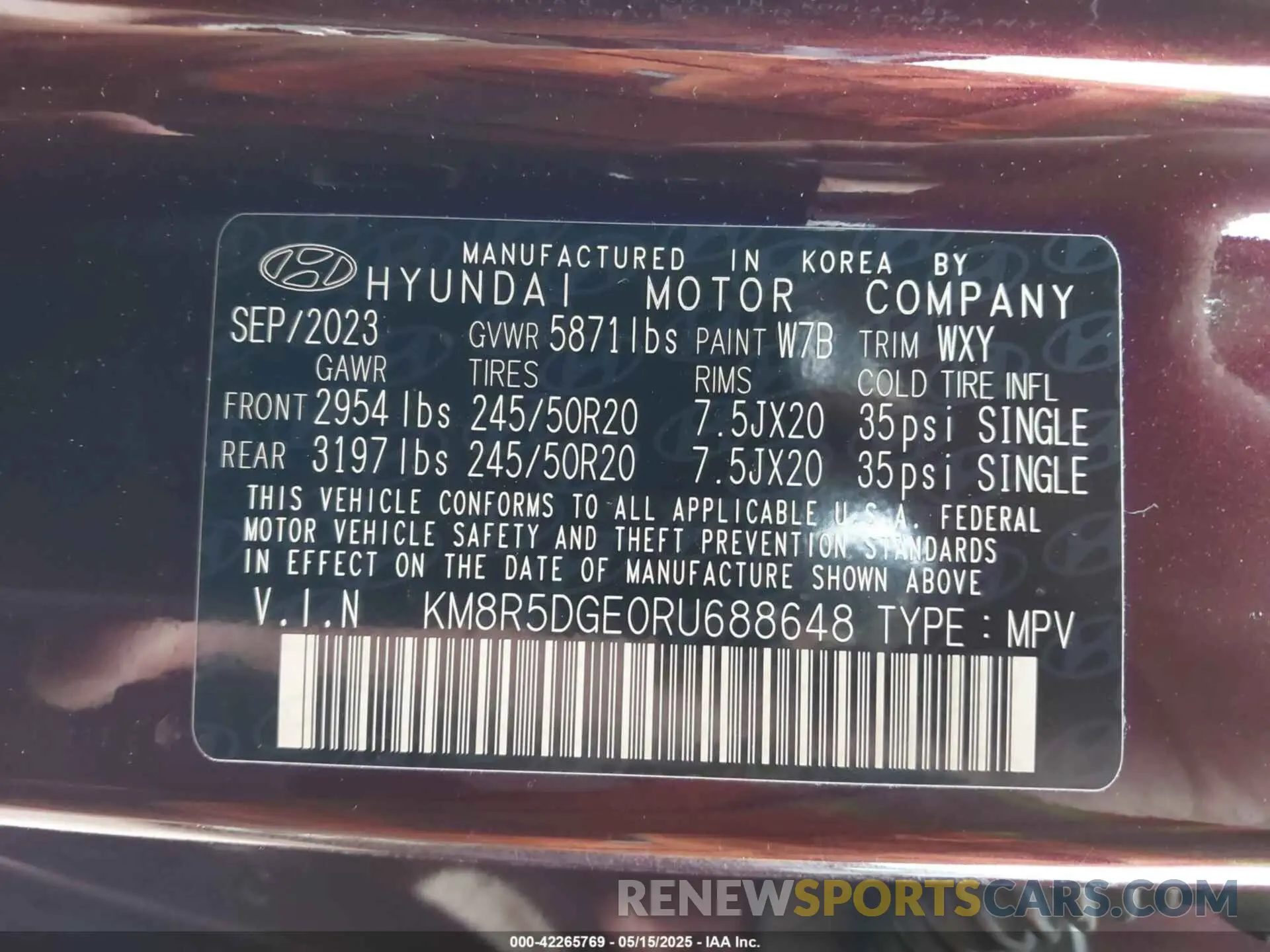 9 Photograph of a damaged car KM8R5DGE0RU688648 HYUNDAI PALISADE 2024