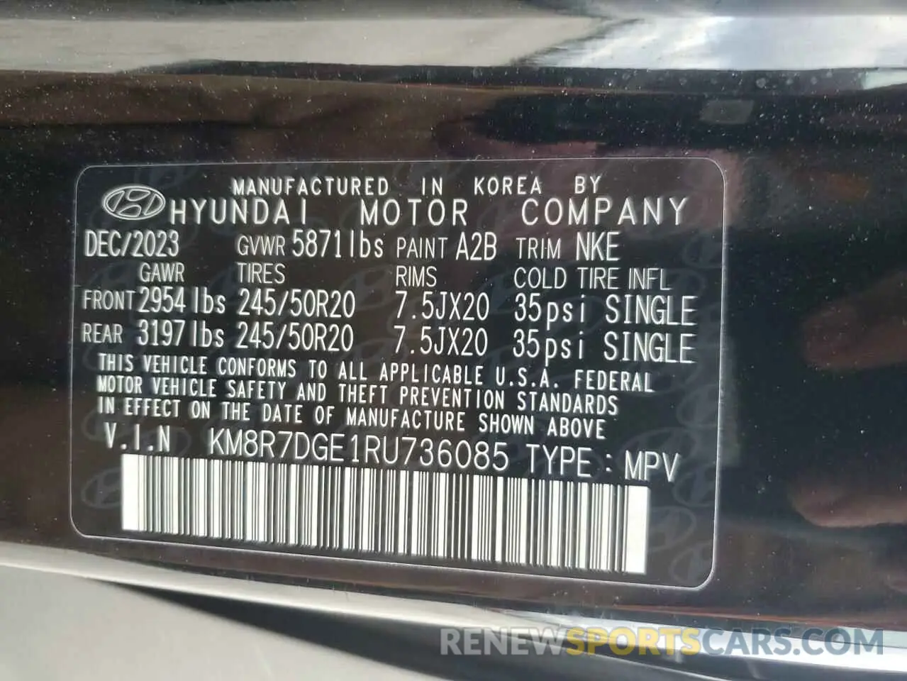 13 Photograph of a damaged car KM8R7DGE1RU736085 HYUNDAI PALISADE 2024