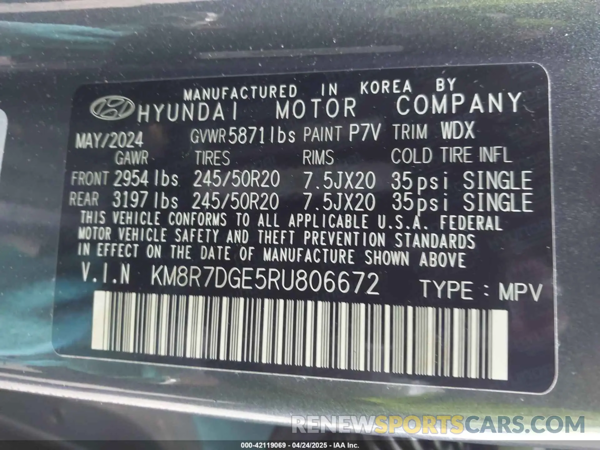 9 Photograph of a damaged car KM8R7DGE5RU806672 HYUNDAI PALISADE 2024