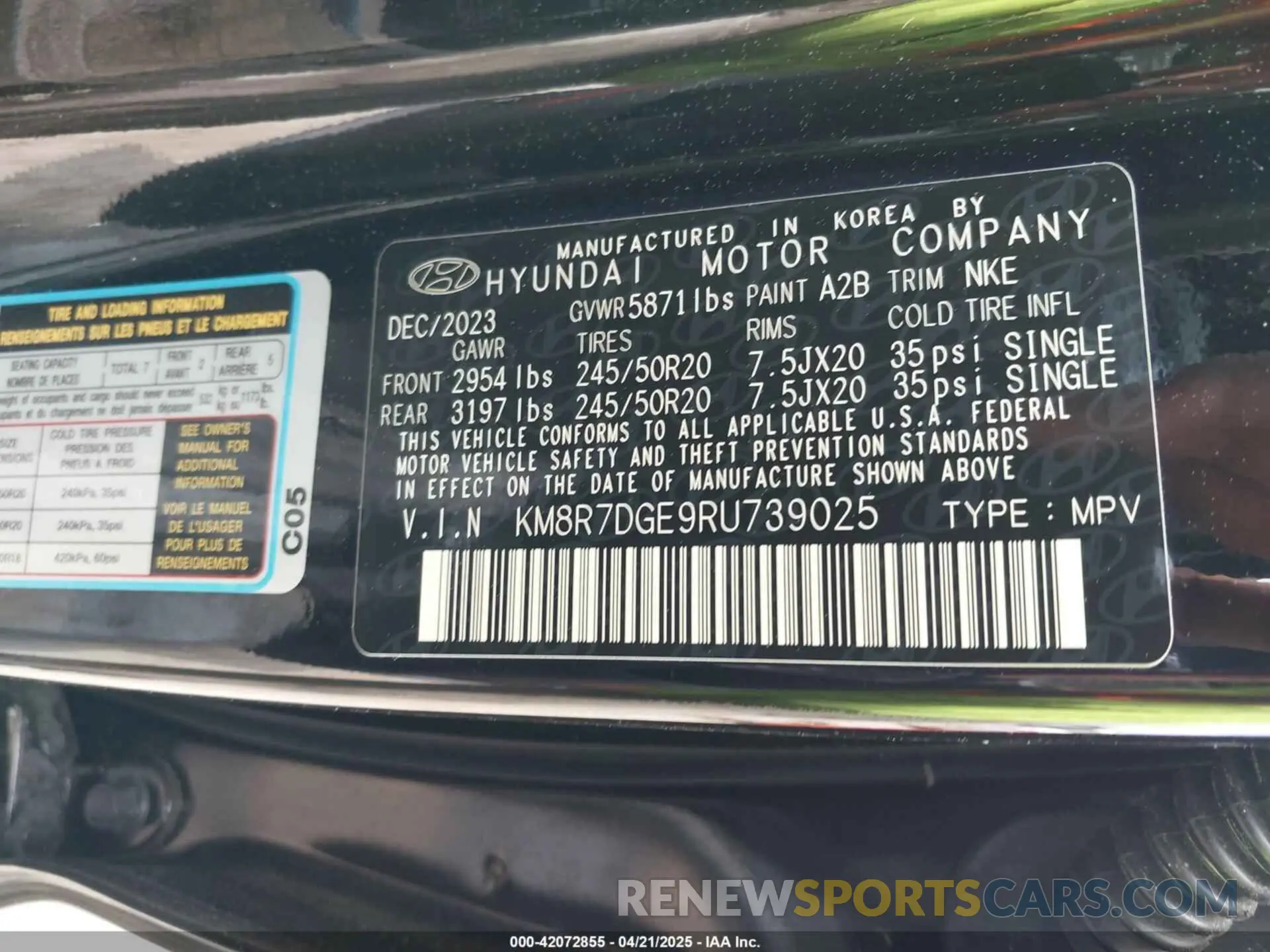 9 Photograph of a damaged car KM8R7DGE9RU739025 HYUNDAI PALISADE 2024
