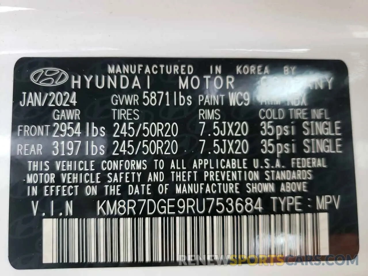 13 Photograph of a damaged car KM8R7DGE9RU753684 HYUNDAI PALISADE 2024