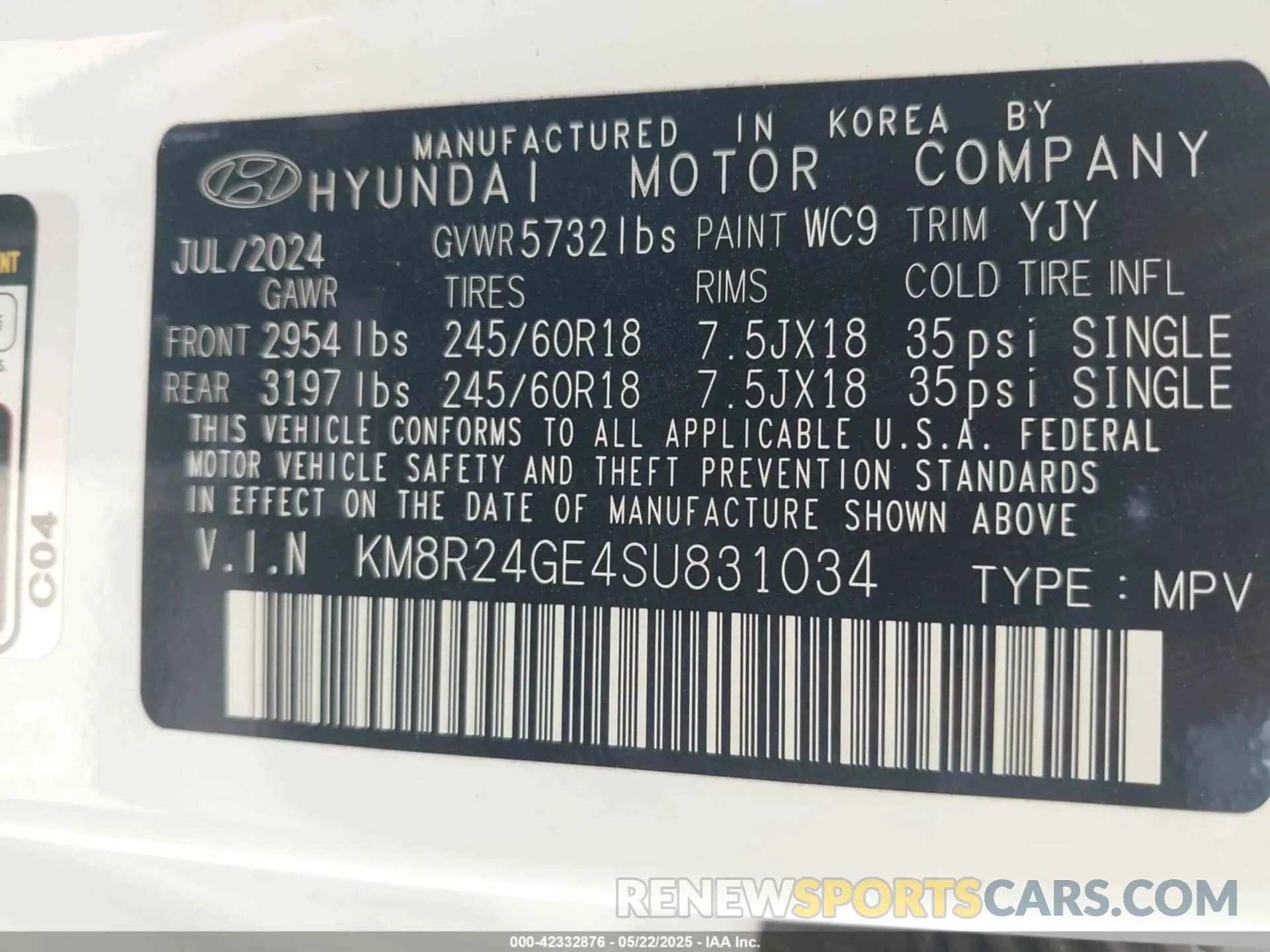 9 Фотография поврежденного автомобиля KM8R24GE4SU831034 HYUNDAI PALISADE 2025