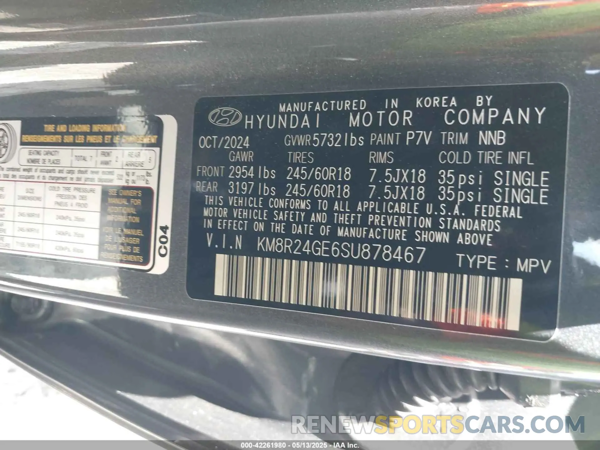 9 Фотография поврежденного автомобиля KM8R24GE6SU878467 HYUNDAI PALISADE 2025