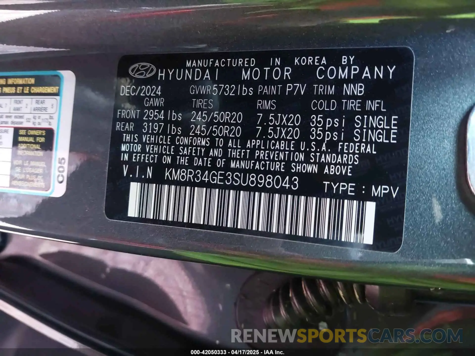 9 Photograph of a damaged car KM8R34GE3SU898043 HYUNDAI PALISADE 2025