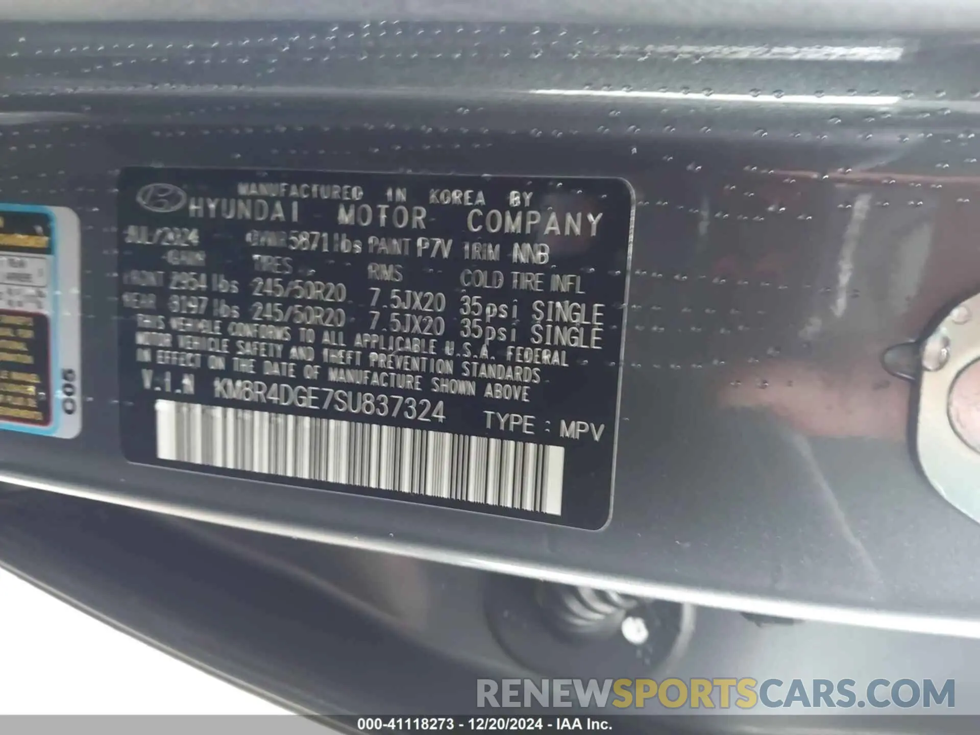 9 Photograph of a damaged car KM8R4DGE7SU837324 HYUNDAI PALISADE 2025