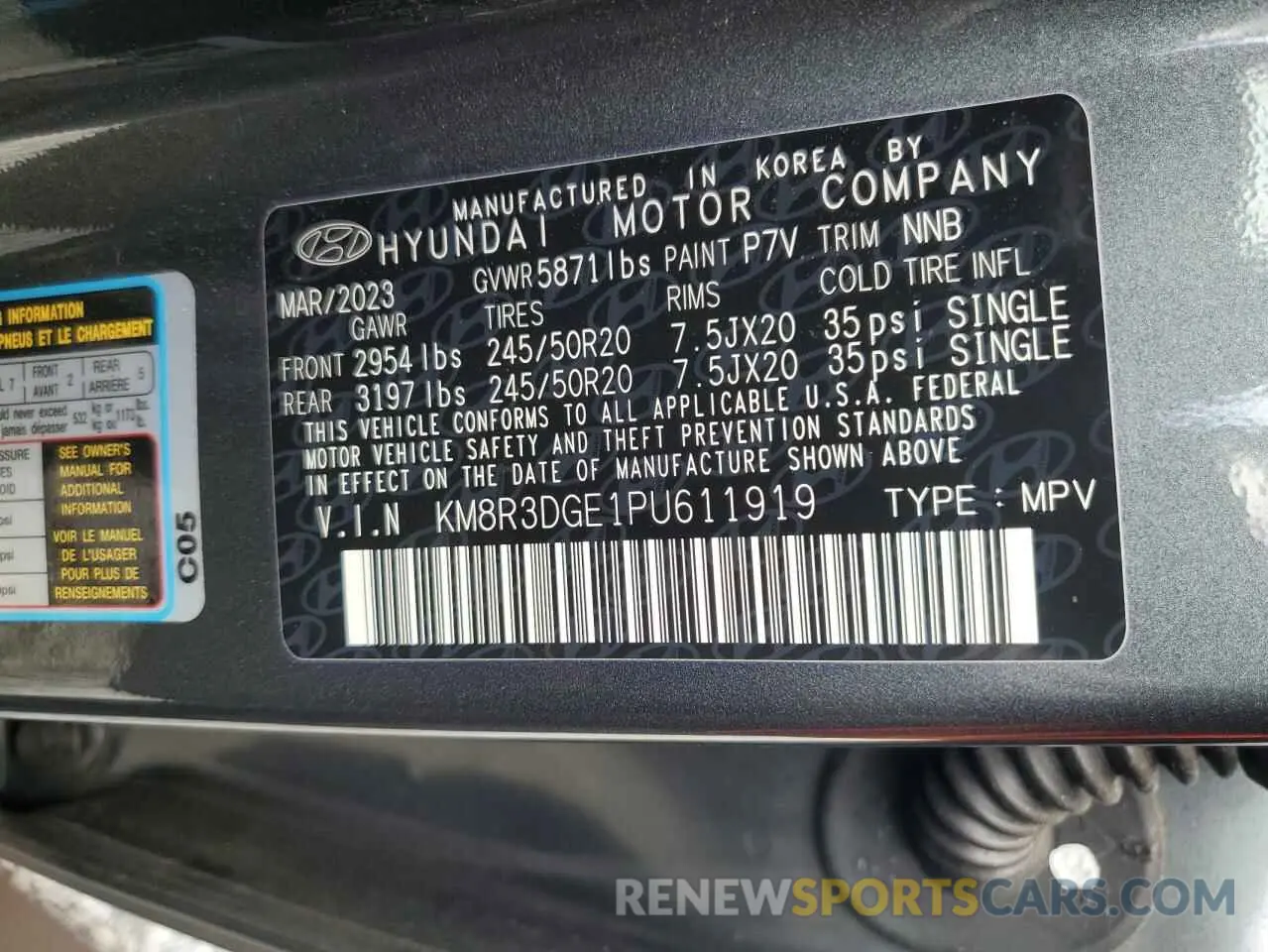 13 Photograph of a damaged car KM8R3DGE1PU611919 HYUNDAI PALISADE X 2023