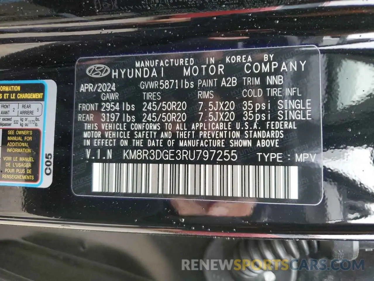 13 Photograph of a damaged car KM8R3DGE3RU797255 HYUNDAI PALISADE X 2024