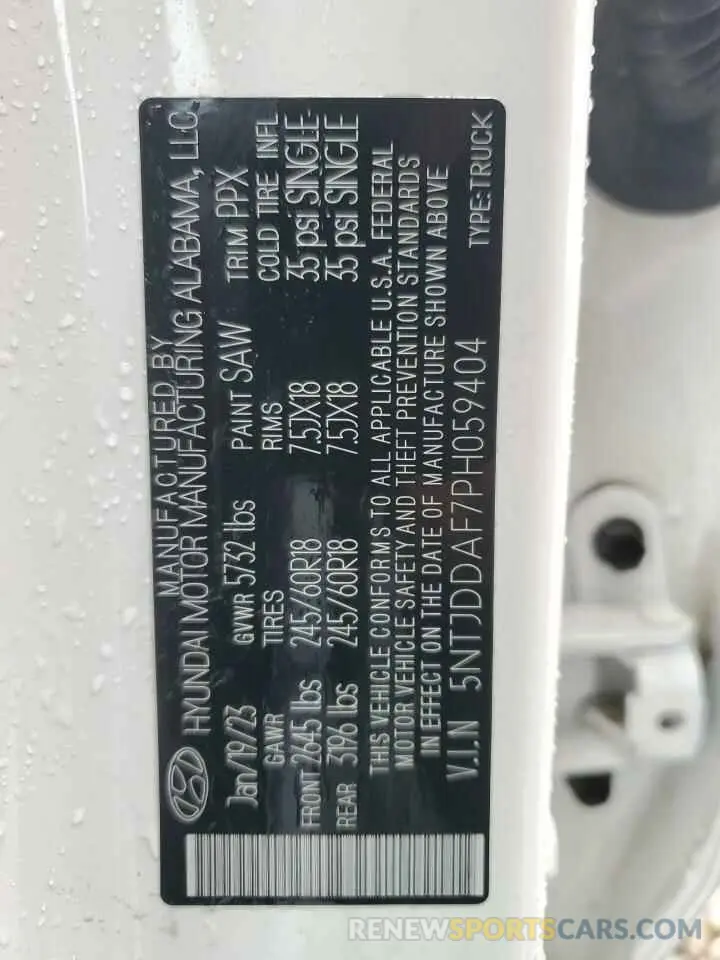 13 Фотография поврежденного автомобиля 5NTJDDAF7PH059404 HYUNDAI SANTA CRUZ 2023