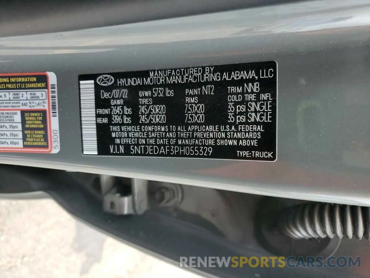 12 Photograph of a damaged car 5NTJEDAF3PH055329 HYUNDAI SANTA CRUZ 2023