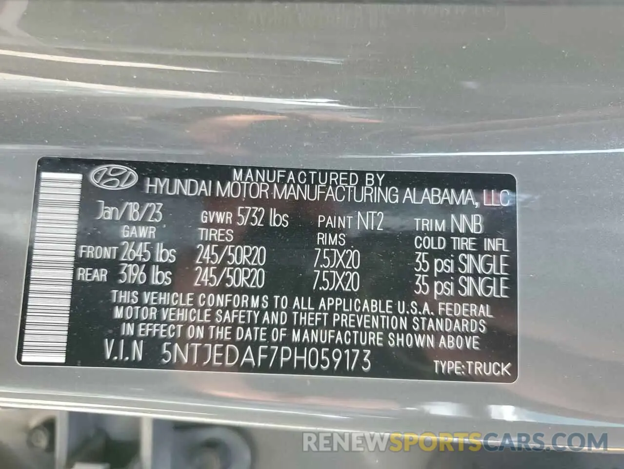 14 Photograph of a damaged car 5NTJEDAF7PH059173 HYUNDAI SANTA CRUZ 2023